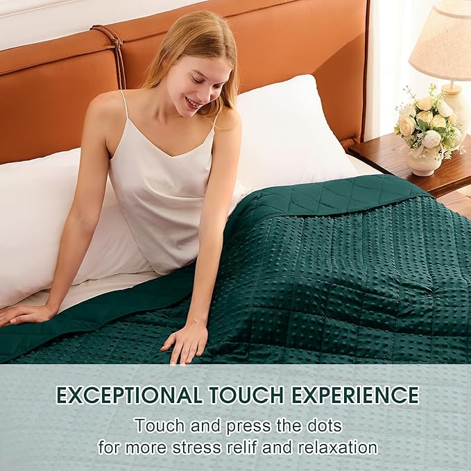 Green Weighted Blanket for Adults 15lbs, 48"x72", Twin Full Size Cooling Minky Heavy Throw Blanket for 120-160lbs, Soft Winter Thick Big Blankets Weighted Comforter Gift for Sleeping