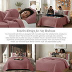 Southshore Fine Living, Inc. Twin Quilt Bedding Set with Matching Quilted Pillow Sham, Modern Circle-Stitch Design, Quilted Twin XL Bedspread/Coverlet, Twin Size, Lightweight Dusty Rose Quilt