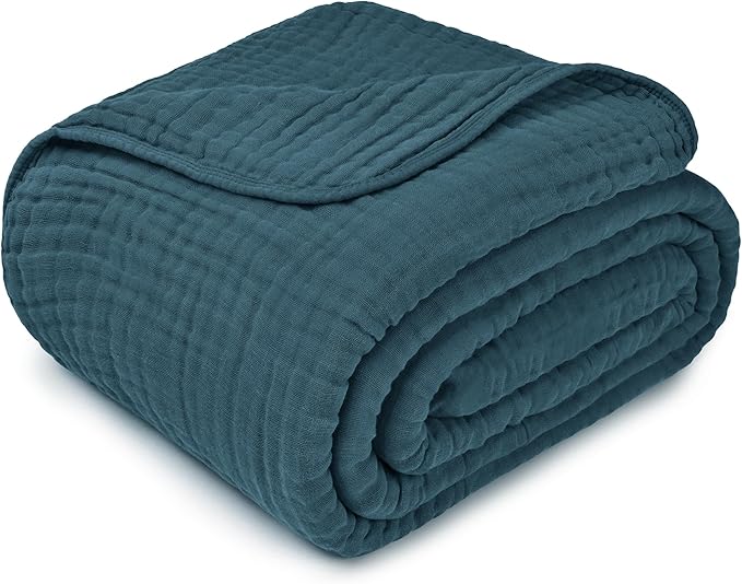 Comfy Cubs Muslin Blanket for Adults King 108" x 90" - 6 Layer Soft, Breathable & Lightweight Muslin Adult Blanket - Machine Washable & Designed in The US Bedding for All Seasons - Neptune