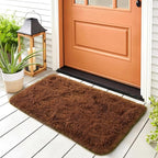 Noahas Door Mat Indoor Entrance,2x3 Shaggy Small Brown Area Rugs for Entryway,Non-Slip Fluffy Entry Bedroom Rug,Soft Plush Bedside Throw Kids Carpet