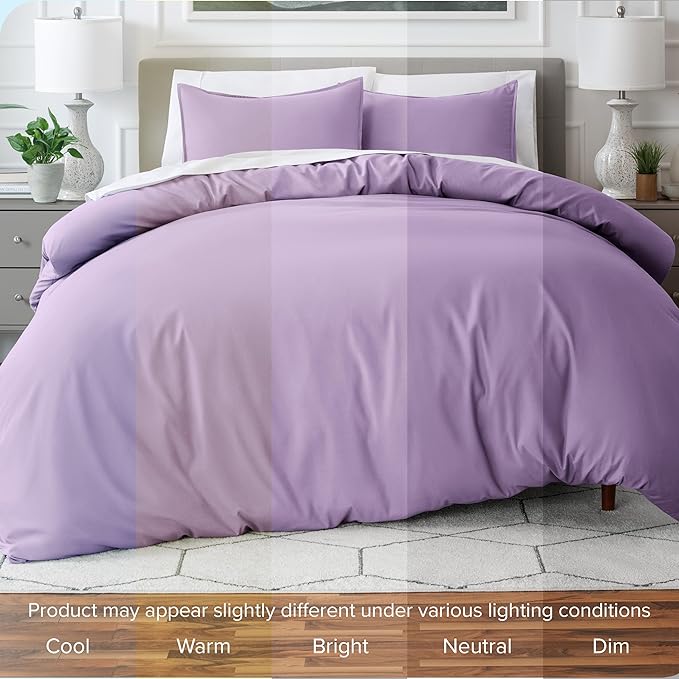 Bare Home Bedding Duvet Cover King Size - Premium 1800 Super Soft Collection - Lightweight, Cooling - Soft Breathable Bedding Duvet Cover (King, Lavender)