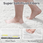 2x6 Bedside Area Rugs for Bedroom: Soft Fluffy Shag White Rug for Hallway, Non-Slip Fuzzy Plush Living Room Rug Indoor Floor Carpet for Kids Rooms, Dorm, Nursery, Modern Home Aesthetic Decor