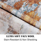 Area Rug 6x9 Washable Rugs Modern Abstract Area Rug Soft Non-Slip Non-Shedding Faux Wool Stain Resistant Floor Carpets for Living Room Bedroom Dining Room Kids Room Home Office (Blue, Grey, Gold)