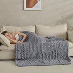 Chunky Knit Blanket Throw 50x60 Inches,Handmade Cable Knit Crochet Blanket,Cozy Lightweight All Season,Wrinkle-Resistant Polyester for Couch Bed Sofa Reading Nook,Grey