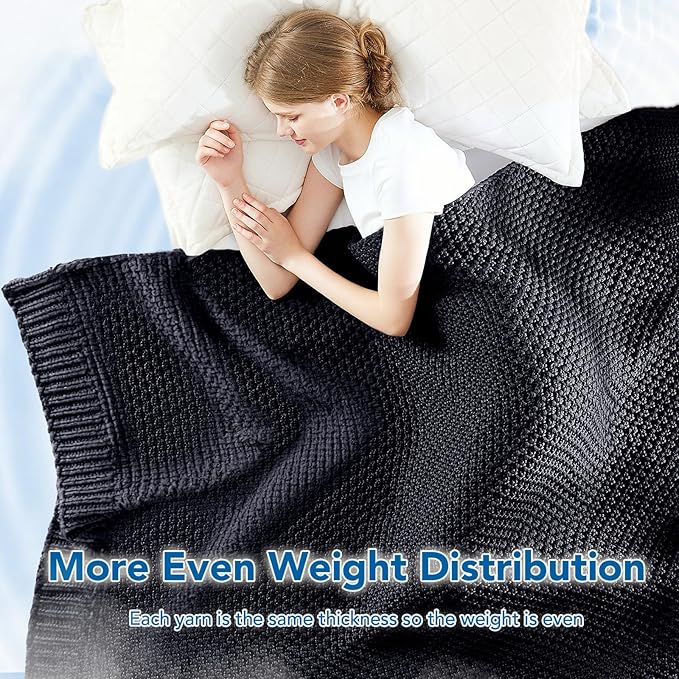 Topcee Knitted Weighted Blanket - 48"x72" 15lbs Cooling Chunky Knit Heavy Blanket for Adults Cable Yarn Knit Decorative No Beads Soft, Cozy and Cooling Weighted Throw Blankets Machine Washable