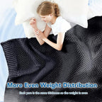 Topcee Knitted Weighted Blanket - 48"x72" 15lbs Cooling Chunky Knit Heavy Blanket for Adults Cable Yarn Knit Decorative No Beads Soft, Cozy and Cooling Weighted Throw Blankets Machine Washable