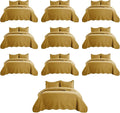 IR Imperial Rooms Twin Quilt Bedding Set (68” x 86”) - Bulk Pack of 10 Wholesale for Hotels, Guest Bedroom & Airbnbs - Lightweight Microfiber Reversible Embossed Quilts Bedspreads (Ochre)