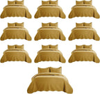 IR Imperial Rooms Queen Quilt Bedding Set (90" x 96") - Bulk Pack of 10 Wholesale for Hotels, Guest Bedroom & Airbnbs - Lightweight Microfiber Reversible Embossed Quilts Bedspreads (Ochre)