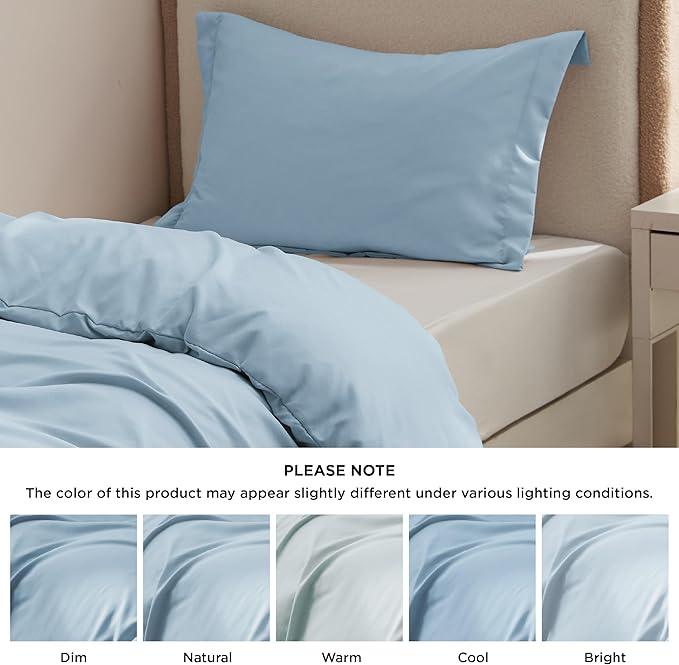 Bedsure Duvet Cover Twin/Twin XL Size - Soft Double Brushed Bedding Set for Kids & Adults, Zipper Closure, 2 Pieces, Includes 1 Duvet Cover (68"x90") & 1 Pillow Sham, NO Comforter, Light Blue
