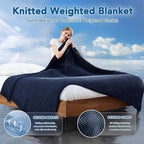 Topcee Knitted Weighted Blanket - 60"x80" 20lbs Queen Size Cooling Chunky Knit Heavy Blanket for Adults Cable Yarn Knit Decorative No Beads Soft Cozy and Cooling Weighted Throw Machine Washable