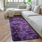Softlife Dark Purple Area Rug for Bedroom, Fluffy Shag Plush Tie Dyed Rugs for Living Room Girls, Shaggy Throw Carpet for Kids Soft Fuzzy Runner Small 2x6 Runners for Hallways Dorm