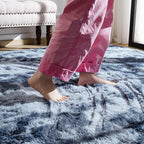 Softlife Area Rug for Living Room, Fluffy Shag Plush 6x9 Blue Rugs for Bedroom Girls Kids, Shaggy Soft Fuzzy Tie Dyed Large Carpet for Dorm Bedside Ultra Cozy Non-Slip Indoor Decor