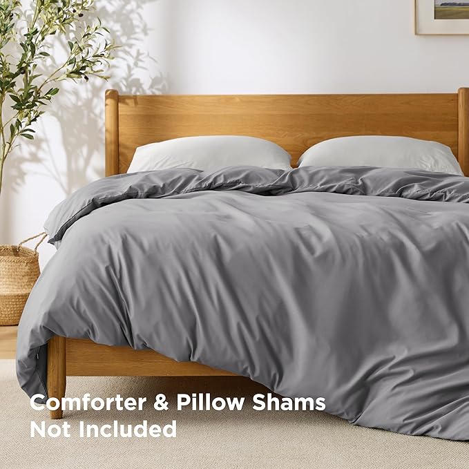 Bedsure Duvet Cover Queen Size - Only Includes 1 Duvet Cover (90"x90"), Hotel Luxury Soft Double Brushed All Season Bedding for Kids & Adults, Zipper Closure, Grey (No Comforter, No Pillow Shams)