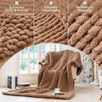 Chunky Knit Blanket - Luxury Soft Cozy 40 * 50 Throw Blanket,100% Woven Blanket Rope Knot Throw Blanket for Couch, Sofa, Home Decor, Gift - Machine Washable (Brown, 40 * 50)