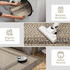 RUGSREAL Runner Rug for Hallway Kitchen Runner Rug 2x10, Machine Washable Long Runner Throw Carpet with Rubber Backing, Stain Resistant Braided Printed Entryway Carpet for Bedroom Living Room, Camel