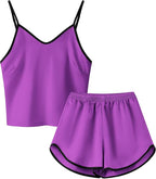 Girls & Women Silk Pajamas Set Satin Camisole Sleepwear 2 Piece Pjs, 3 Years - Women XXL