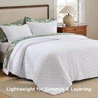 Bedsure Quilts Queen Size - Bright White Bedspread Queen Size & Lightweight Comforter, Modern Coverlet with Clover Pattern, Ultra Soft All-Season Bedding, 90 x 96 Inches | Stitch-Free Quilting, Lightweight, Summer Bedding Set, Machine Washable, Pet-Fri...
