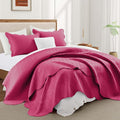 IR Imperial Rooms 8 Pack California King Quilt Bedding Set (118"x106") - Bulk Wholesale for Hotels, Guest Bedroom & Airbnbs - Lightweight Microfiber Reversible Embossed Quilts Bedspread (Pink)