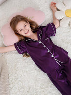 DIPUG 3 Piece Girls Silk Pajamas Set Soft Satin PJs Sleepwear for Comfortable Nights