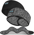 2-Pack Adjustable Headband Headphones, Sleeping Headphones with Ultra-Thin Speakers, Bluetooth Headband for Side Sleepers, Yoga, Running, Workout, Travel-Grey&Black