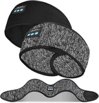 2-Pack Adjustable Headband Headphones, Sleeping Headphones with Ultra-Thin Speakers, Bluetooth Headband for Side Sleepers, Yoga, Running, Workout, Travel-Grey&Black