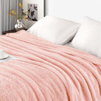 Exclusivo Mezcla Fleece Bed Blankets Queen Size, Ultra Soft, Lightweight and Fuzzy Light Pink Blanket for Women, Home Decor, 90x90 Inches
