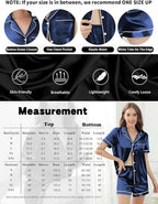 Silk Pajamas for Women Satin Womens PJ Set 2 Piece Short Lounge Set Summer Sleepwear Notch Collar Button-Down Pjs
