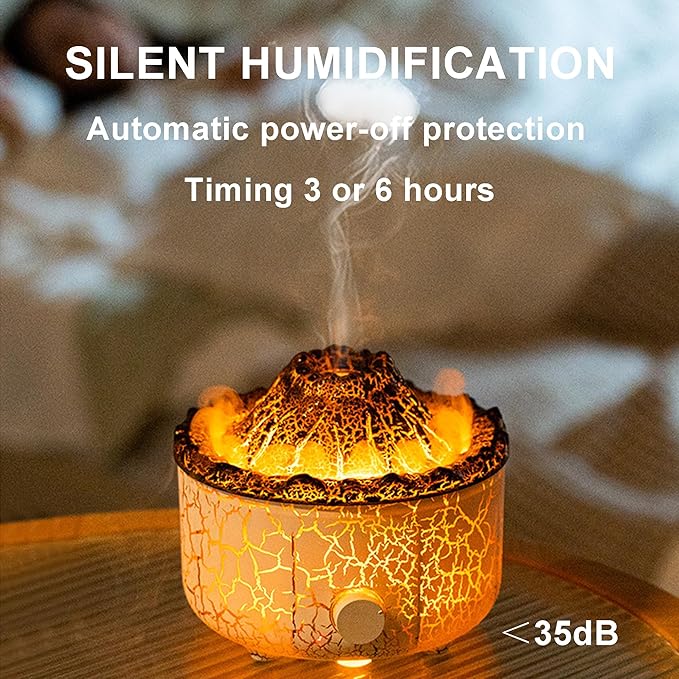 YALEDI Aromatherapy Essential Oil Diffuser, 560ml Ultrasonic Cool Mist Diffuser/Humidifier with Flame & Volcano 2 Mist Mode, for Bedroom,Office,Home, Auto Shut-Off, Remote Control, Gift (White)