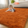 Amdrebio Burnt Orange Area Rugs for Bedroom Living Room Decor, Shag Plush Fluffy Furry Rug 4x6 for Kids Room Aesthetic, Small Cute Fuzzy Shaggy Dark Orange Carpet for Nursery Dorm Classroom Playroom