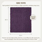 Carriediosa Chunky Knit Throw Blanket 50" X 60", 100% Hand Made Large Chenille Loop Yarn Soft Fluffy Throws for Couch Sofa Bed, Big Crochet Cozy Heavy Thick Cable Woven Blanket, Dark Purple