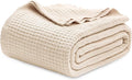 Bedsure Gentlesoft 100% Cotton Blanket Twin XL Size for College Dorm - Breathable and Soft for Spring Summer, Waffle Weave Twin Blanket for Bed, Dorm Room Essentials, Yellowish Cream, 66x90 inches