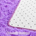 junovo 8x10 Purple Washable Area Rug for Girls Bedroom Living Room, Soft Non-Slip Fluffy Rugs, Shag Plush Memory Foam Carpet for Kids Room Baby Nursery Home Decor