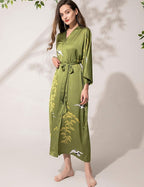 Aensso Long Soft Lightweight Silky Kimonos Robes for Women, Luxury Japanese Floral Womens Kimono Robe
