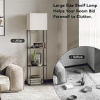 SUNMORY Large Size Floor Lamp with Shelves, 4-Tier Modern Standing Lamp with 3 Color Temperature Bulb, Tall Floor Lamp with Shelf, Corner Display Bookshelf Lamps for Living Room, Bedroom, Office