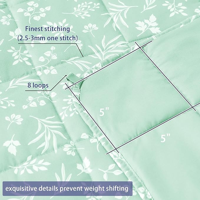 yescool Weighted Blanket for Adults (15 lbs, 48" x 72", Cyan) Cooling Heavy Blanket for Sleeping Perfect for 140-160 lbs, Twin Size Breathable Blanket with Premium Glass Bead, Machine Washable