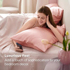 Bedsure King Size Satin Pillowcase Set of 2 - Peach Pink Silky Pillow Cases for Hair and Skin with Envelope Closure, Similar to Silk Pillow Cases, Gifts for Women Men, 20x36 Inches, 2pcs
