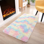Noahas Fluffy Pink Rainbow Rugs for Bedroom Girls,Kids Rug for Room,Soft Small Carpet,Playroom Shag Nursery Dorm Rugs Living Room Decor, 2 x 3 Feet