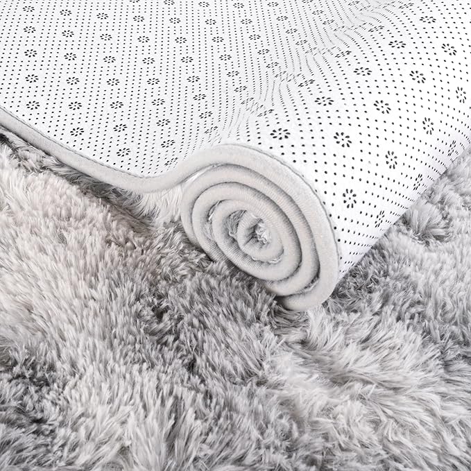 ISEAU Runner Rug for Dorm, College, Apartment, Bedroom, 2x6 Feet Shag Area Rug with Upgrade Non Slip, Light Grey Fluffy Carpet Runner for Hallway, Fuzzy Soft Rugs for Kids Boys Bedroom Decor