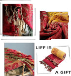 Bohemian Throw Blanket Hippie Chenille Jacquard Tassels Soft Chair Cover for Bed Couch Decorative Boho Throw Blankets - Colorful Tribal Pattern