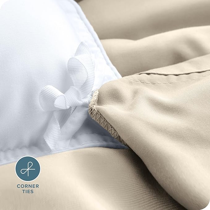 Bare Home Bedding Duvet Cover Extra Long - Premium 1800 Super Soft Collection - Lightweight, Cooling Duvet Cover - Soft Breathable Bedding (Twin/Twin XL, Sand)