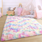 Noahas 6x9 Fluffy Rainbow Rugs for Bedroom Girls,Large Kids Room Rug,Shaggy Area Rugs for Living Room,Big Fuzzy Colorful Playroom Nursery Carpets Room Decor