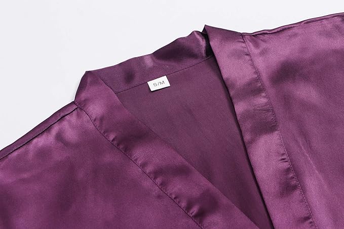 Women's Pure Color Satin Kimono Robe Short Bridesmaids Robe Dressing Gown