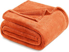 Exclusivo Mezcla Fleece Blankets Queen Size for Bed, Super Soft and Warm, All Season, Cozy, Plush, Lightweight, 90x90 Inches, Burnt Orange