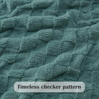 NEWCOSPLAY Super Soft Queen Blanket Light Teal Premium Silky Flannel Fleece 3D Checkered Lightweight Bed Blanket All Season Use (Light Teal Checkered, Queen(90"x90"))