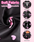 Womens Satin Pajama Set 2 Piece Silk Long Sleeve Pjs Soft Button Down Loungewear Sleepwear