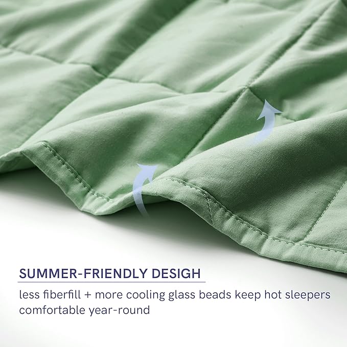 YnM Weighted Blanket — Heavy 100% Oeko-Tex Certified Cotton Material with Premium Glass Beads (Sprout Green, 41''x60'' 7lbs), Suit for One Person(~60lb) Use on Twin Bed