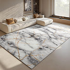 CRYPTOLITE Living Room Rug Washable Abstract Rugs with Non-Slip Backing Low Pile Area Rug for Living Room, Bedroom, Dining Room, 6x9, Gold&Grey