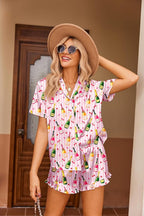 Ekouaer Womens Satin Pajamas Set Button Down 2 Piece Silk Pjs Shorts Set Ruffle Lingerie Notch Collar Sleepwear