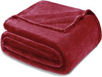 Exclusivo Mezcla Fleece Throw XL Blanket for Couch, Sofa, Super Soft and Warm Deep Red Blankets, All Season, Cozy, Plush, Lightweight, 50x70 Inches