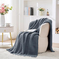 Chunky Knit Dusty Blue Throw Blanket Soft Cozy Decorative Blanket for Couch Sofa Bed Living Room,Spring Throw 60"x80"